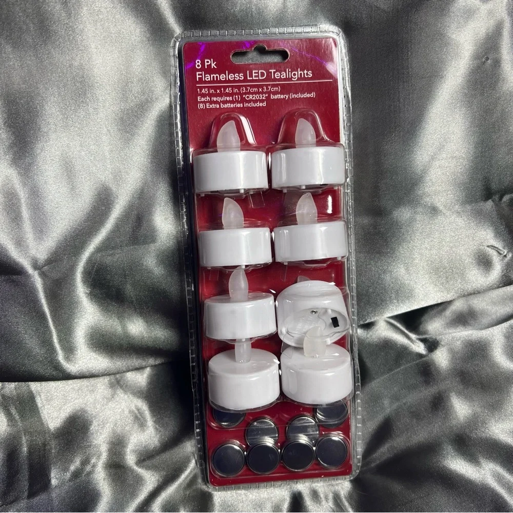 1” Flameless LED Tea Lights Batteries White 8pc‎ Indoor Decorating Accents Gift